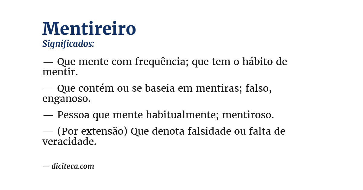 Significado de mentireiro