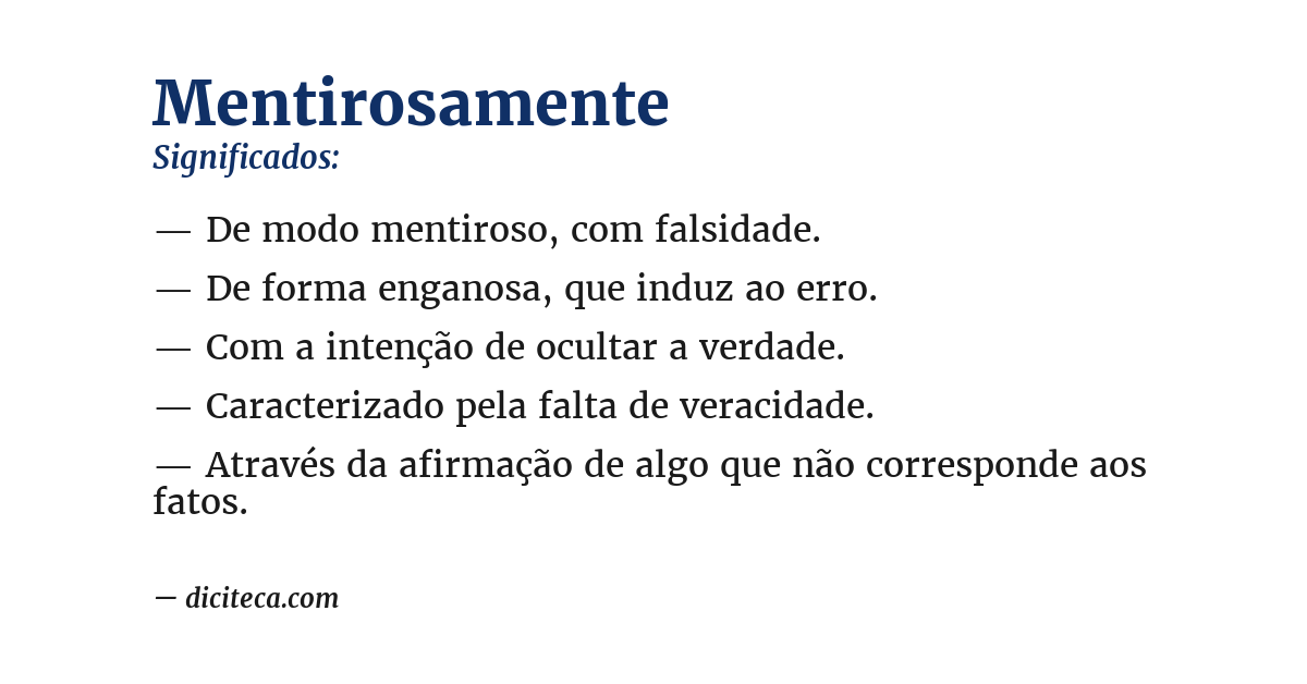 Significado de mentirosamente