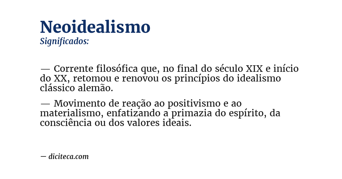 Significado de neoidealismo