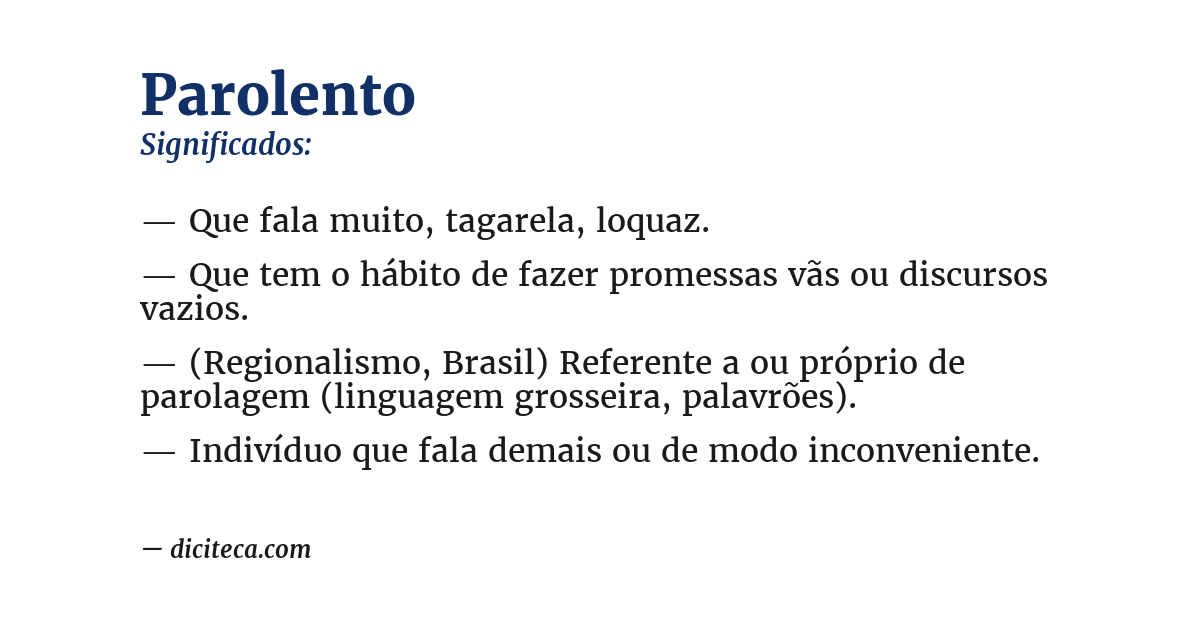 Significado de parolento