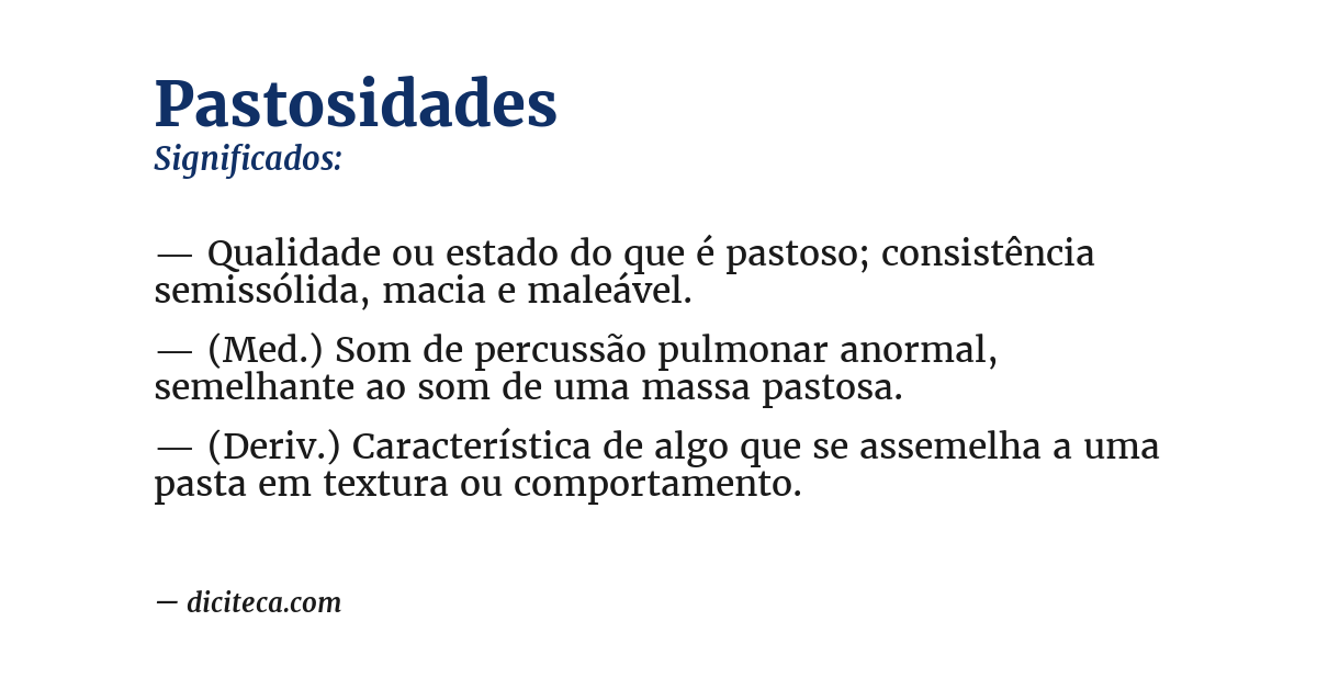 Significado de pastosidades