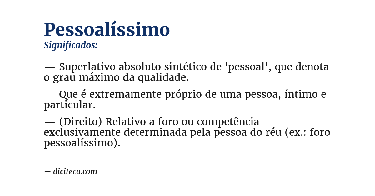 Significado de pessoalíssimo