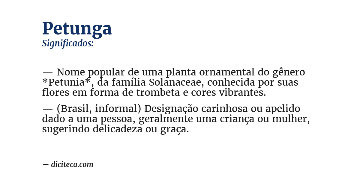 Significado de petunga