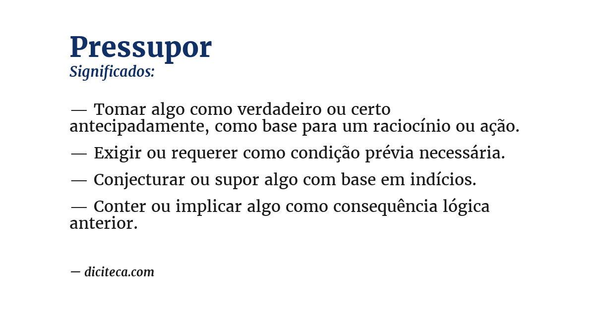 Significado de pressupor