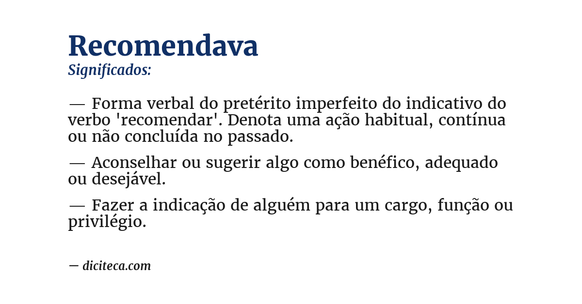 Significado de recomendava