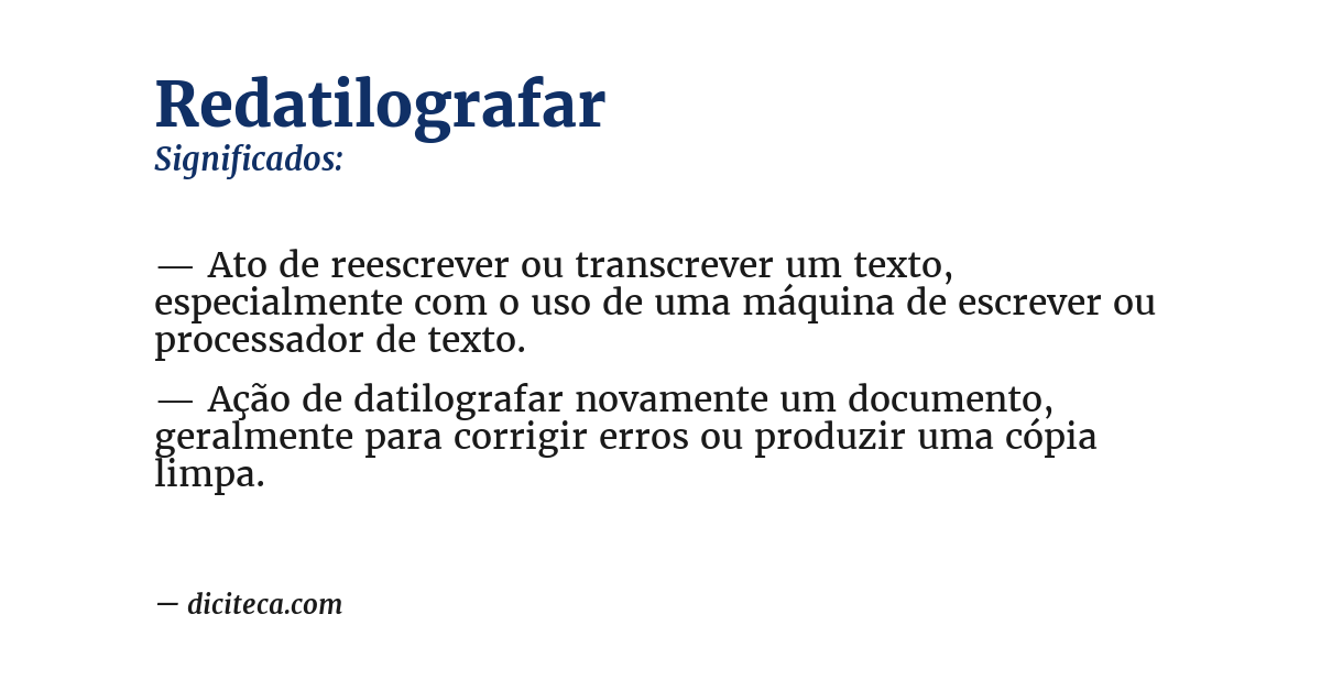 Significado de redatilografar