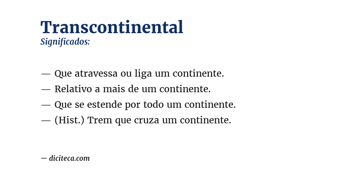 Significado de transcontinental