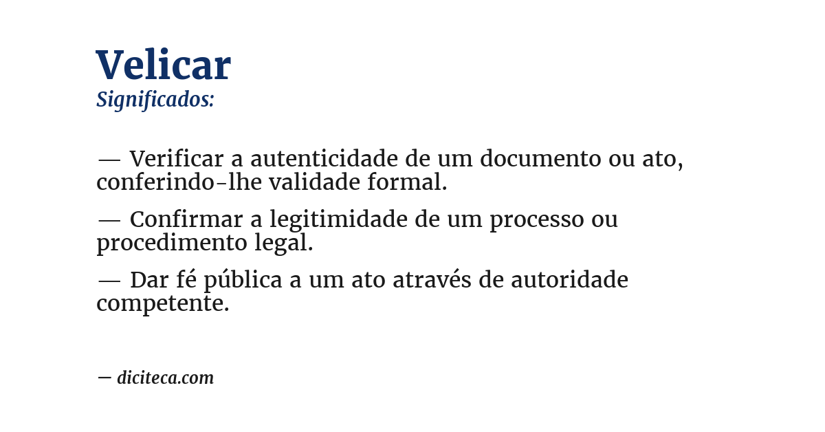 Significado de velicar
