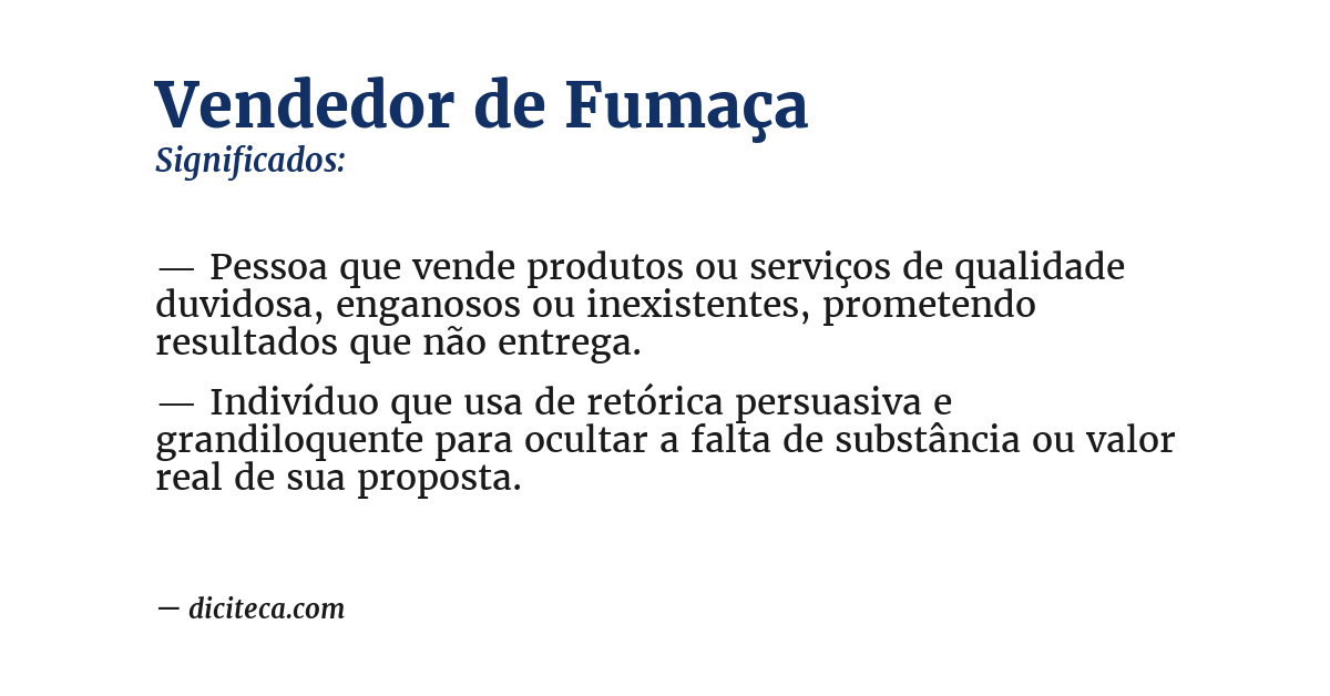 Significado de vendedor de fumaça