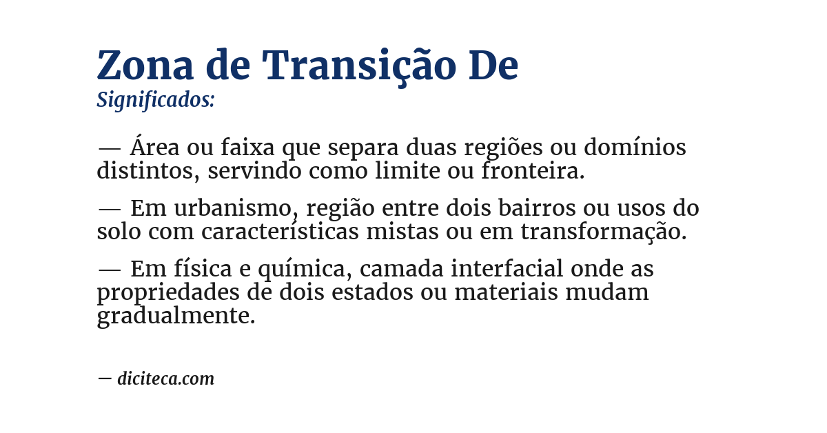 Significado de zona de transição de