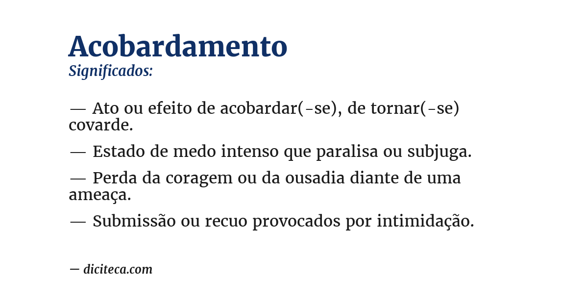 Significado de acobardamento