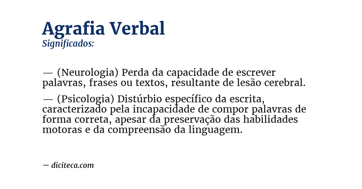 Significado de agrafia verbal