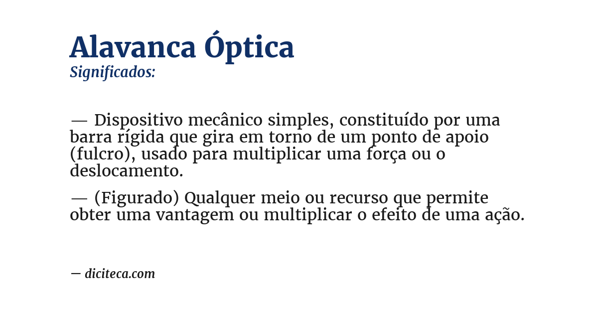 Significado de alavanca óptica
