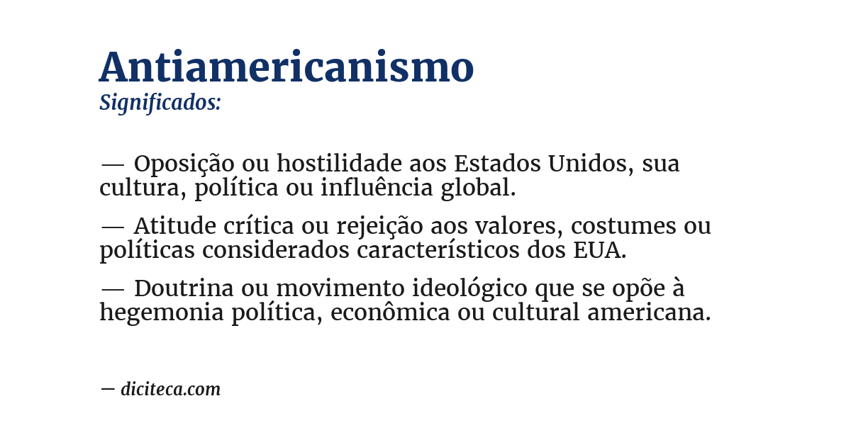 Significado de antiamericanismo