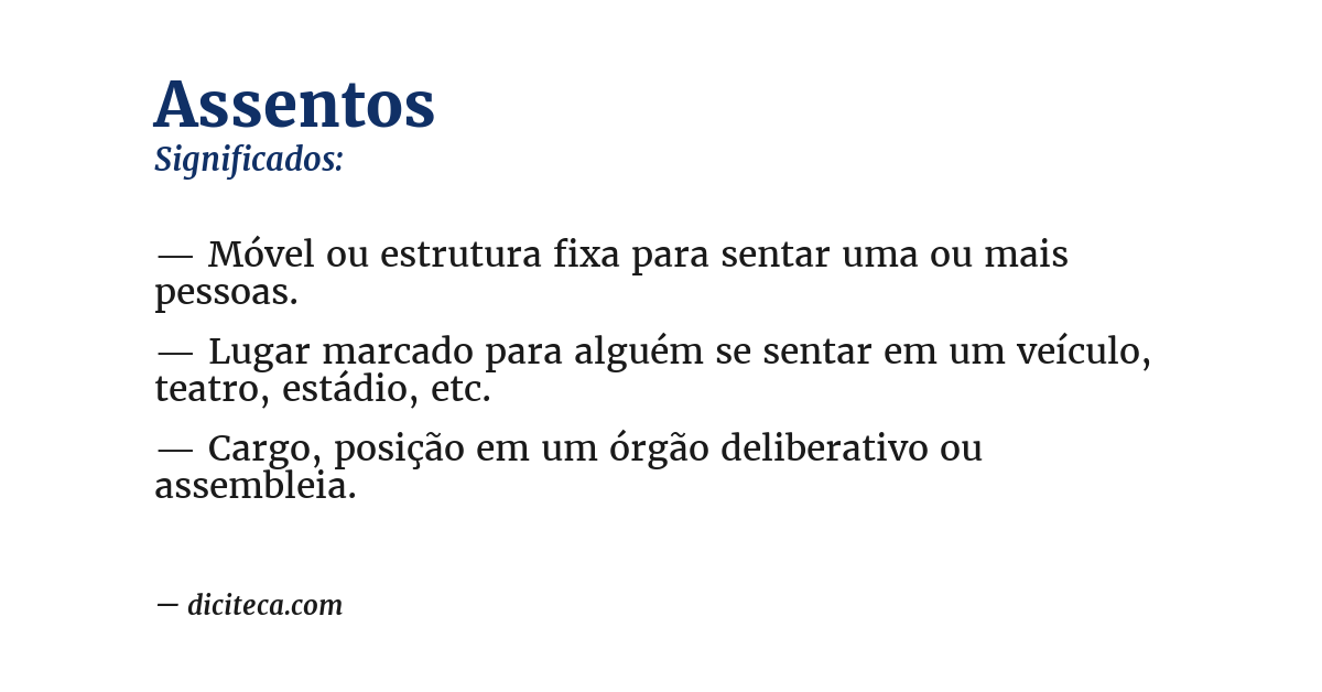 Significado de assentos