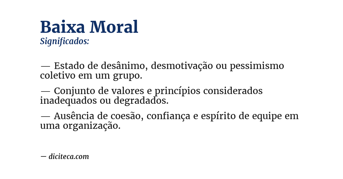 Significado de baixa moral