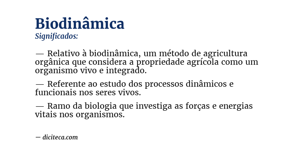 Significado de biodinâmica