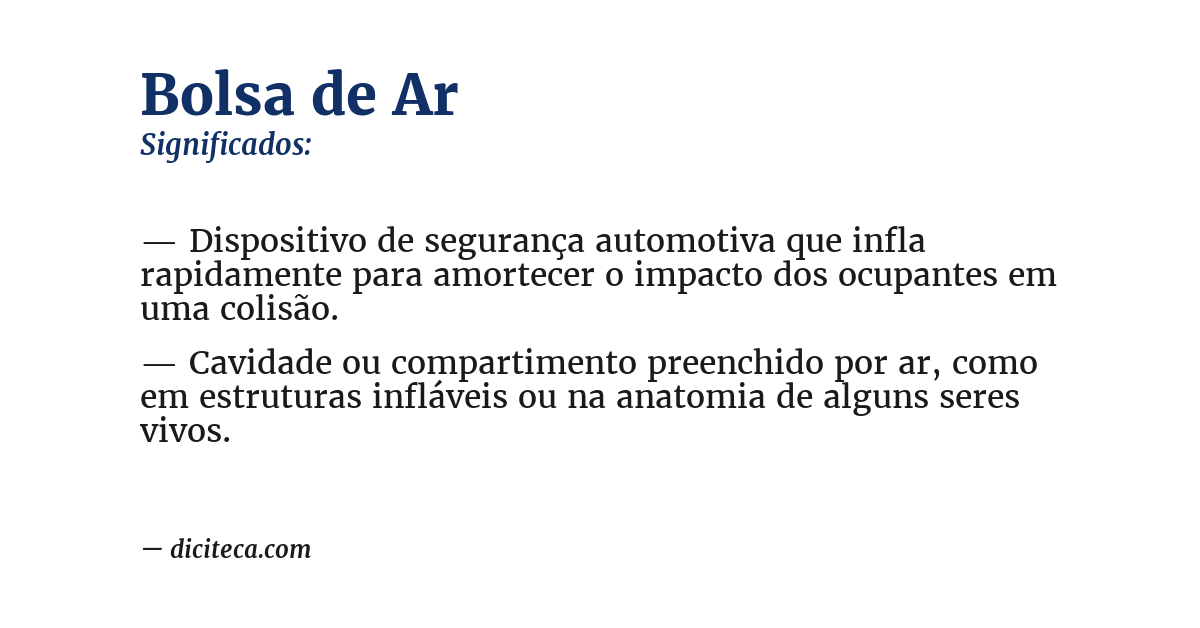 Significado de bolsa de ar