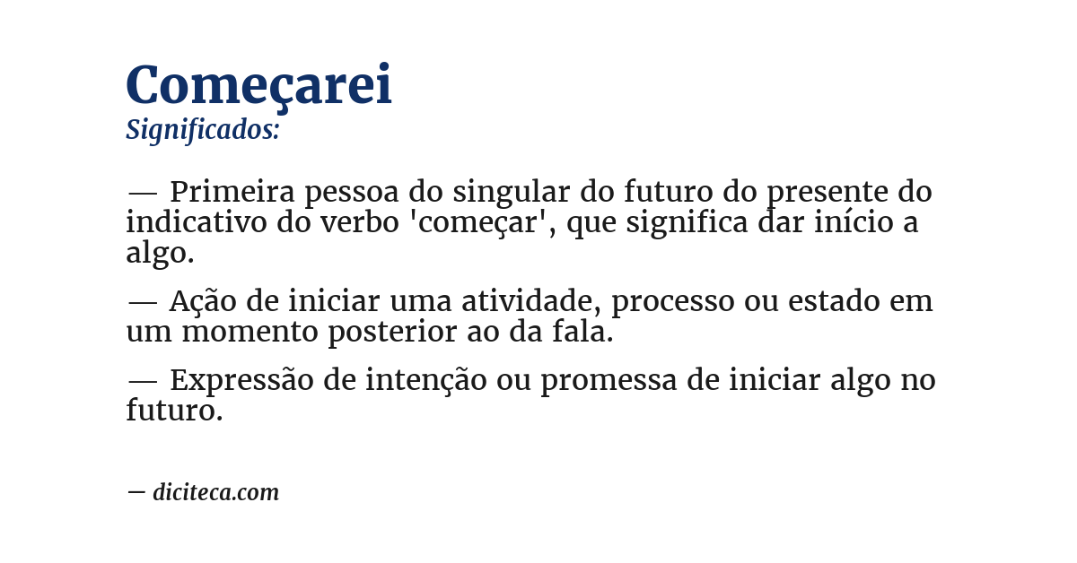 Significado de começarei