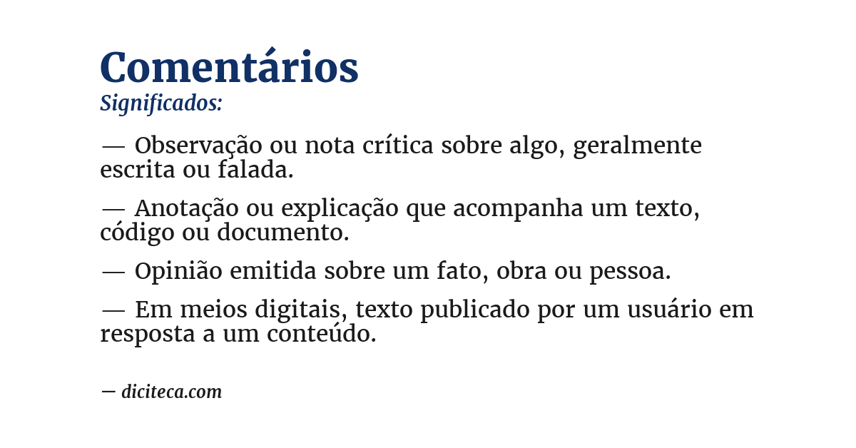 Significado de comentários