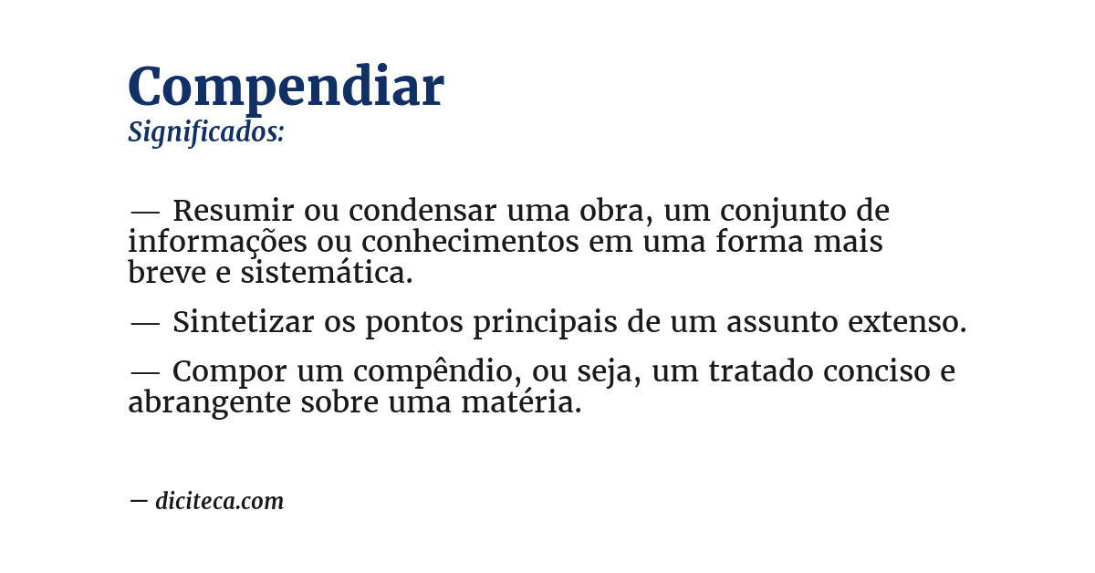 Significado de compendiar
