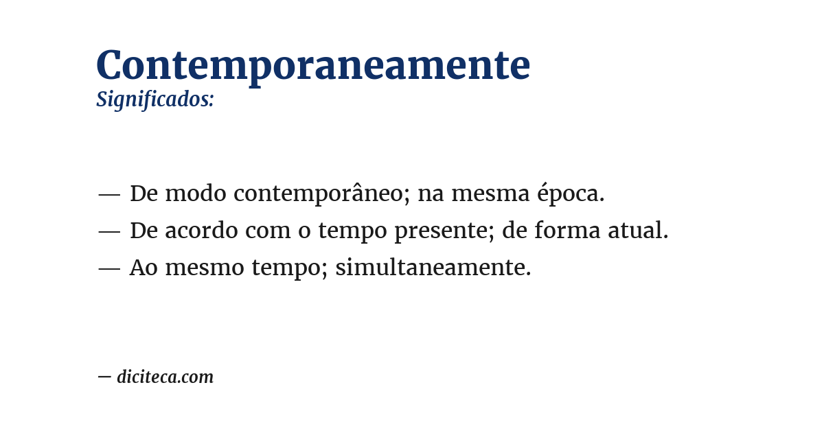 Significado de contemporaneamente