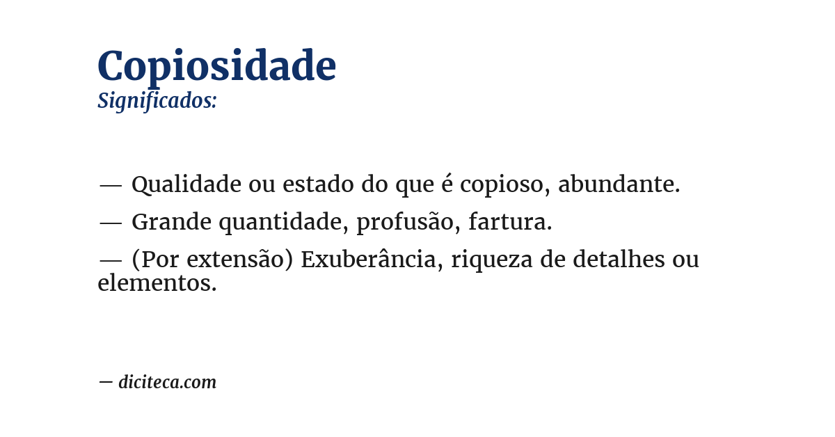 Significado de copiosidade