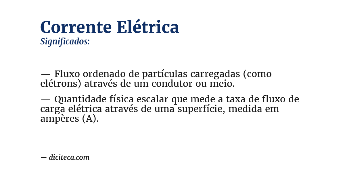 Significado de corrente elétrica