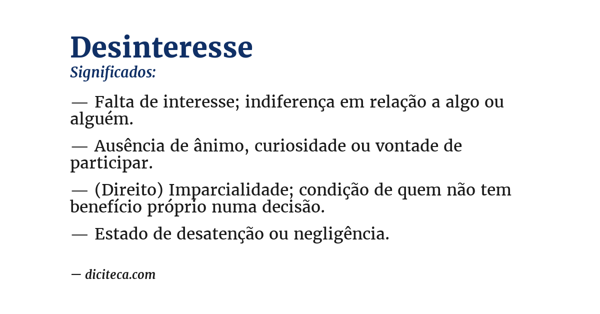 Significado de desinteresse