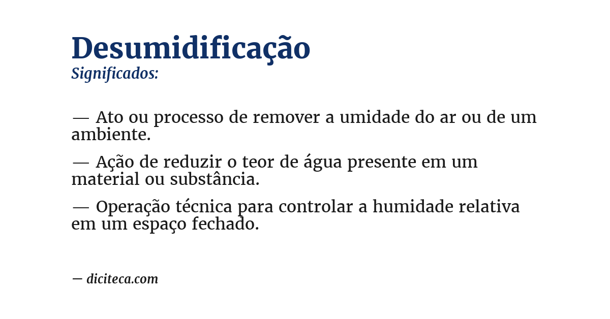 Significado de desumidificação