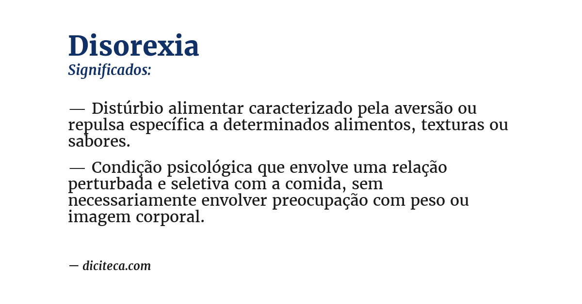 Significado de disorexia