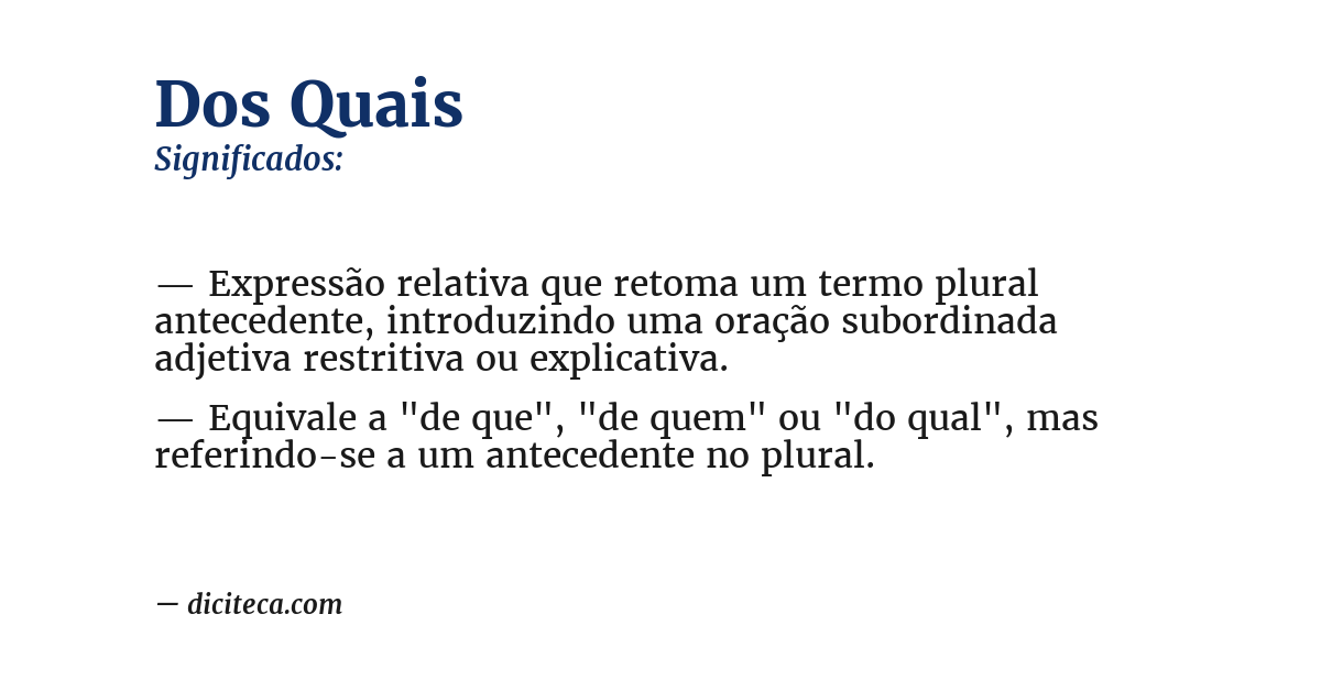 Significado de dos quais