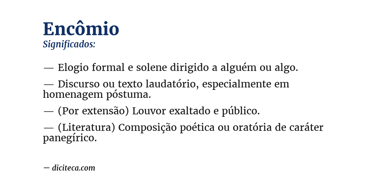 Significado de encômio