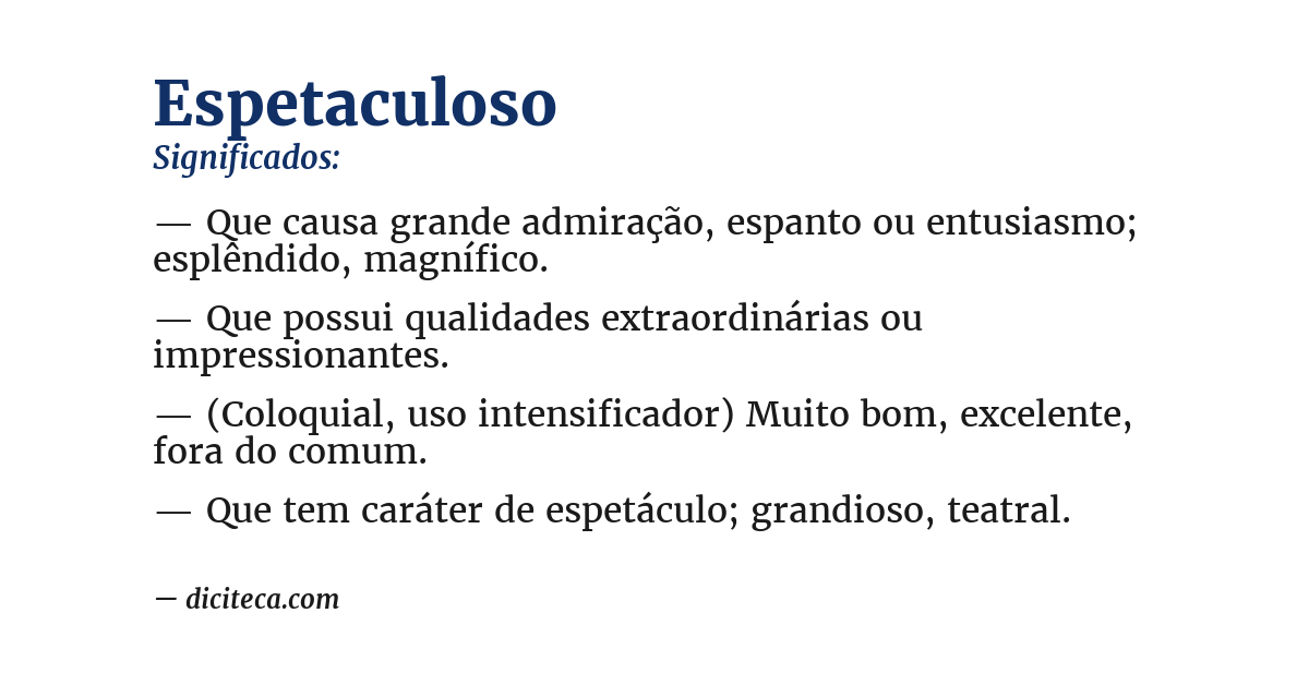 Significado de espetaculoso
