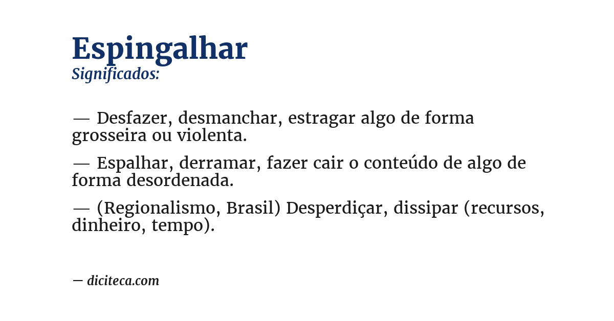 Significado de espingalhar