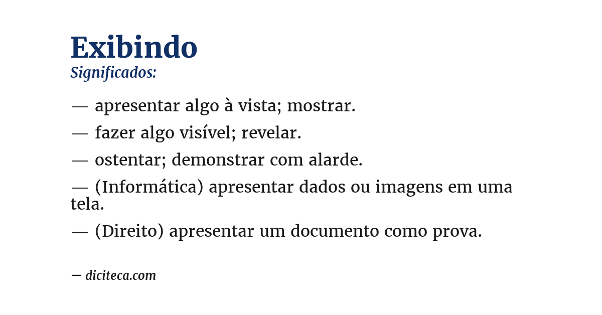 Significado de exibindo