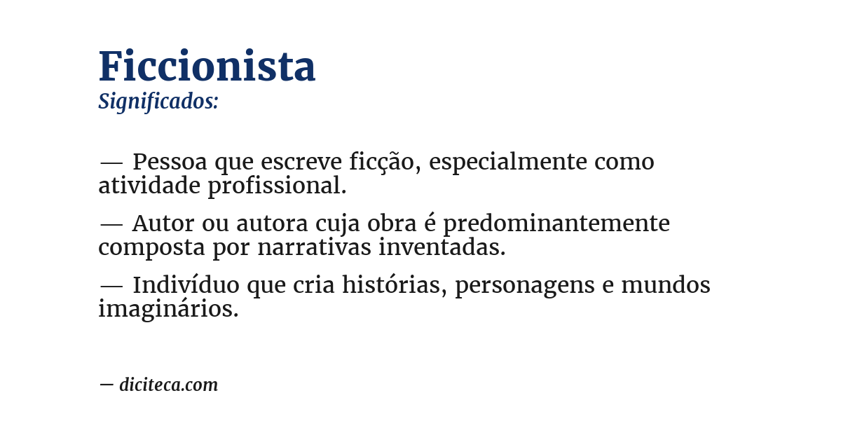 Significado de ficcionista