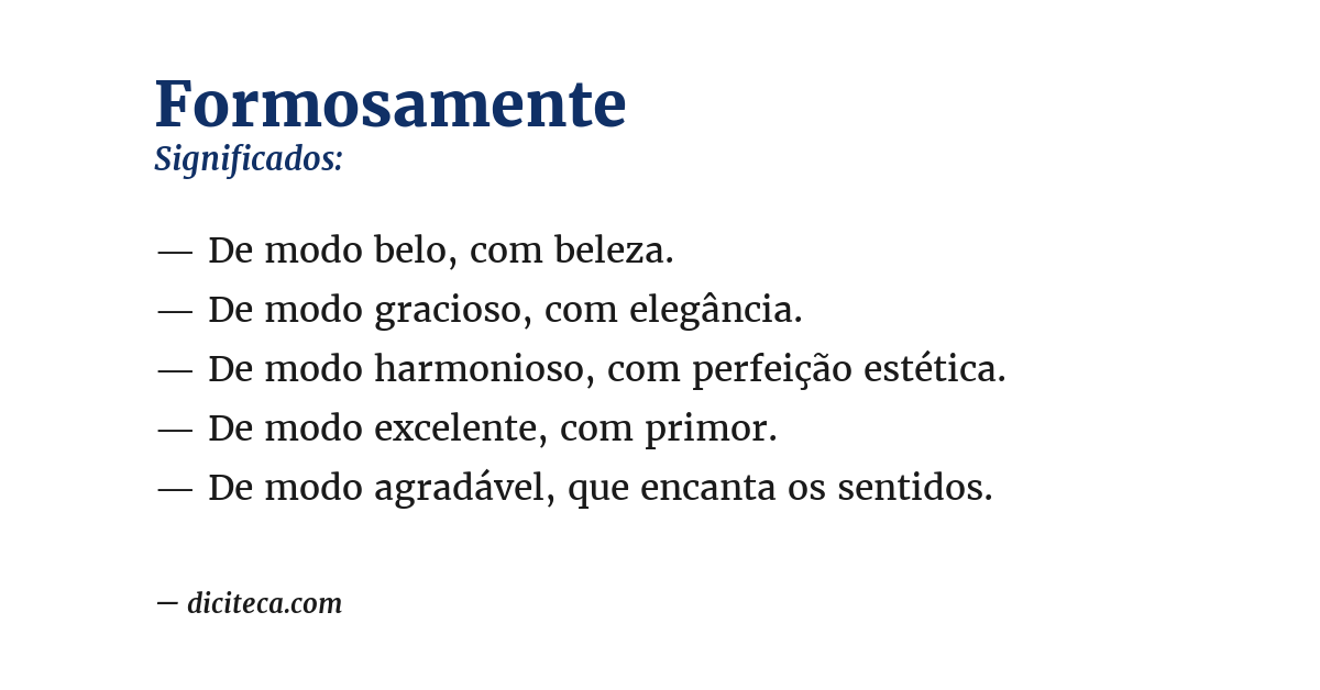 Significado de formosamente