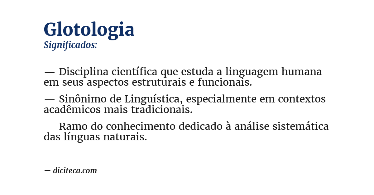 Significado de glotologia