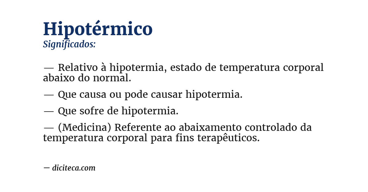 Significado de hipotérmico