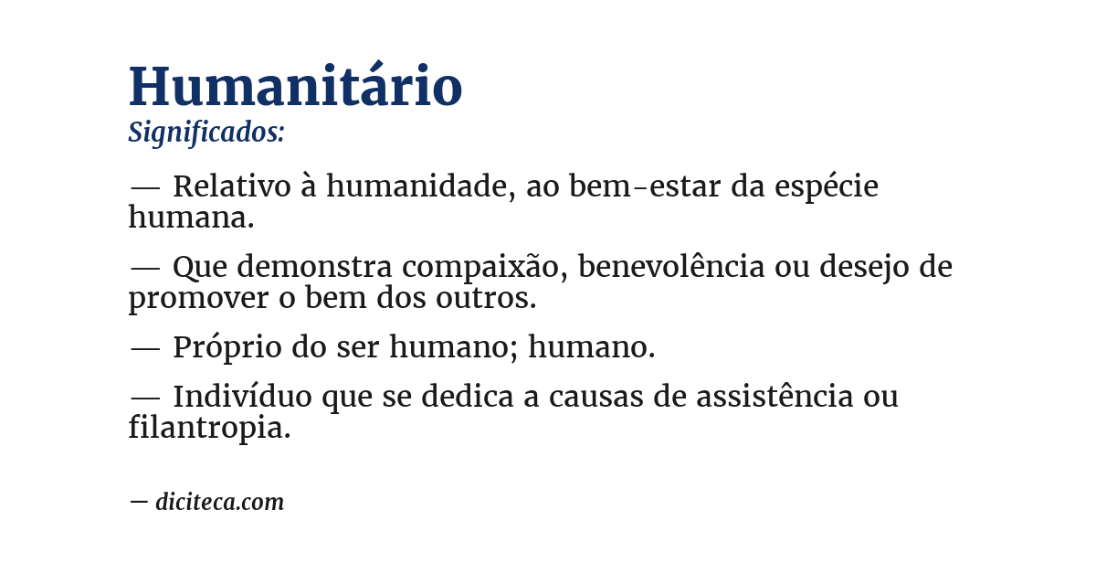Significado de humanitário