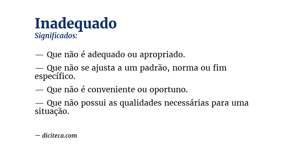Significado de inadequado