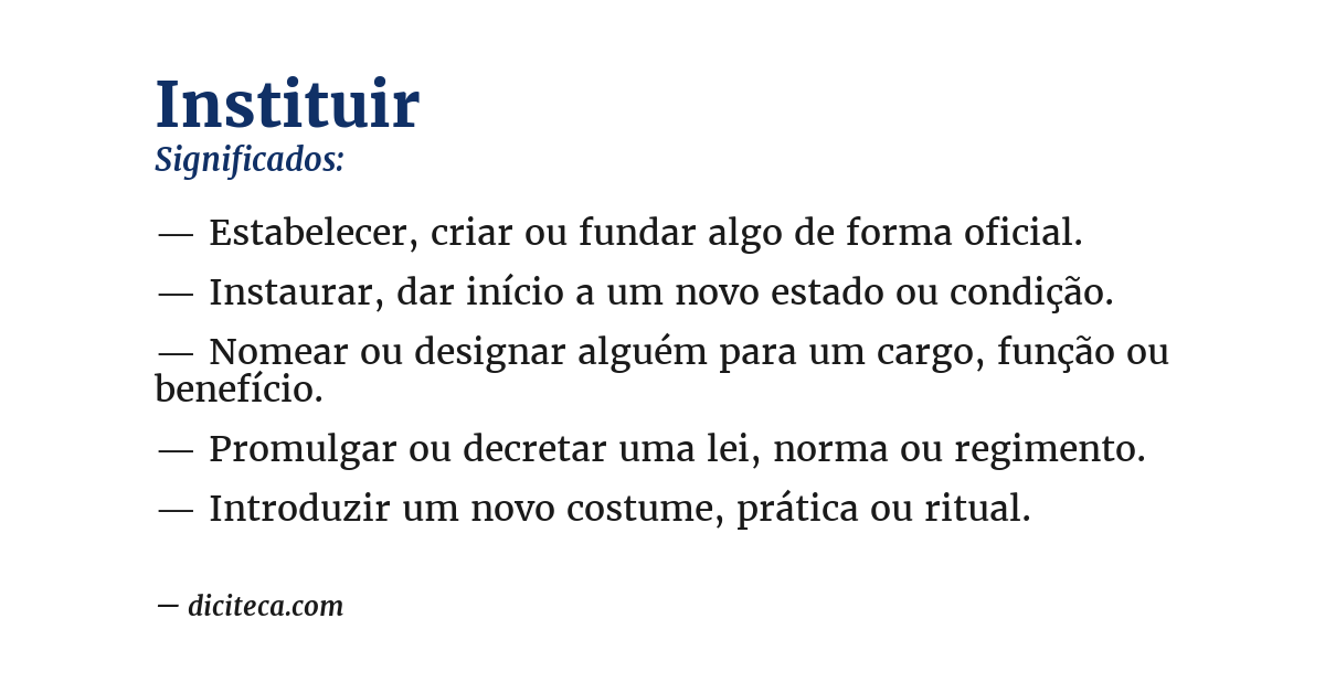 Significado de instituir