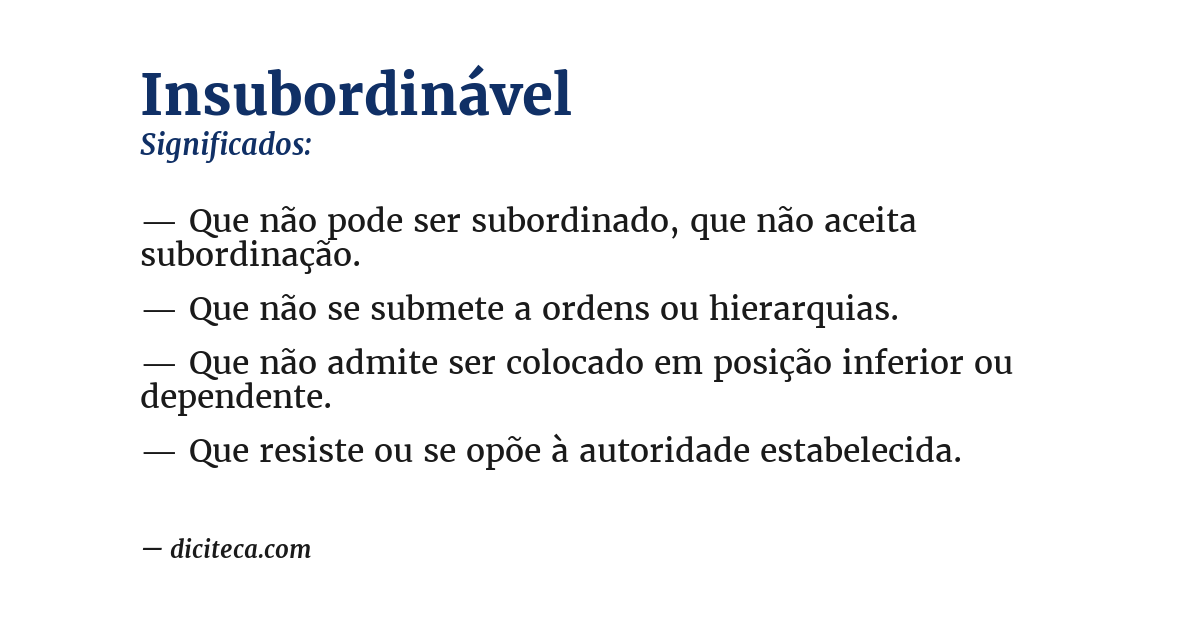 Significado de insubordinável
