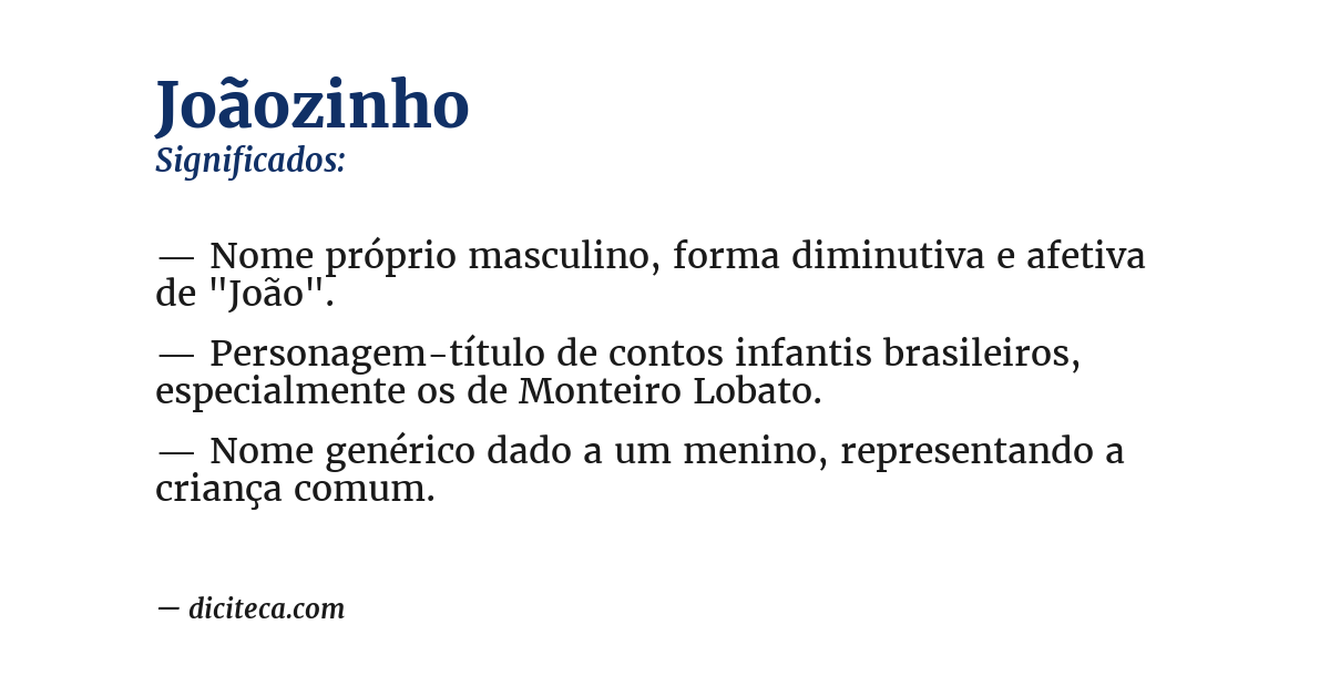 Significado de joãozinho