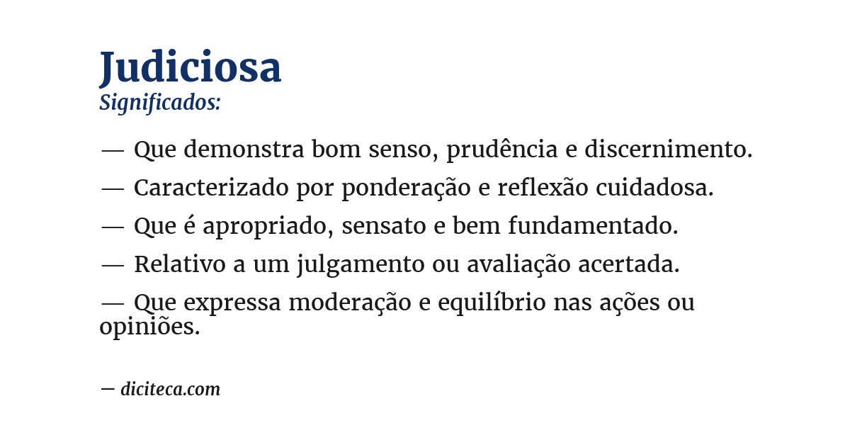 Significado de judiciosa