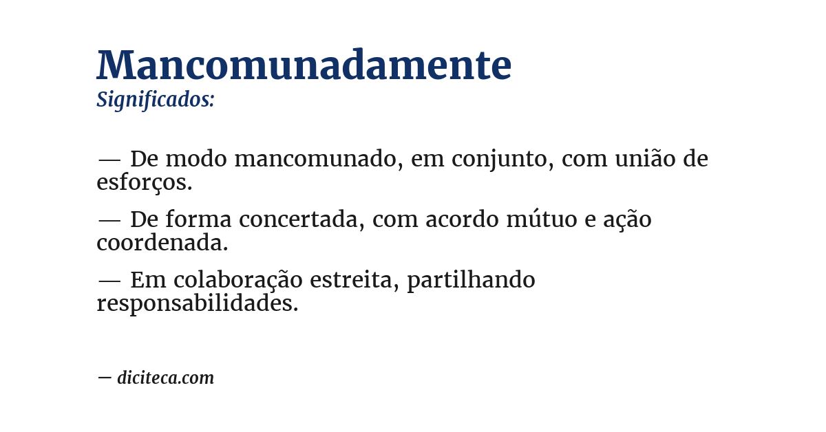 Significado de mancomunadamente