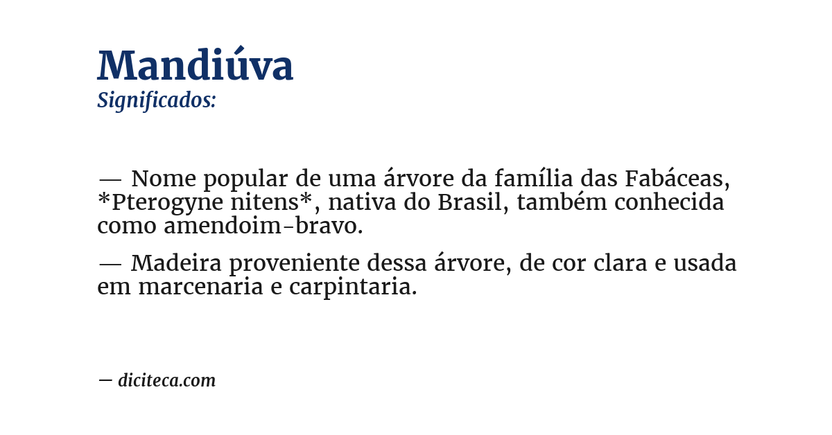 Significado de mandiúva