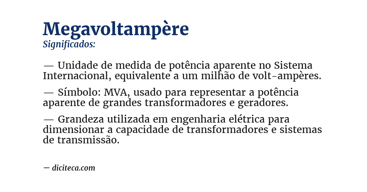 Significado de megavoltampère