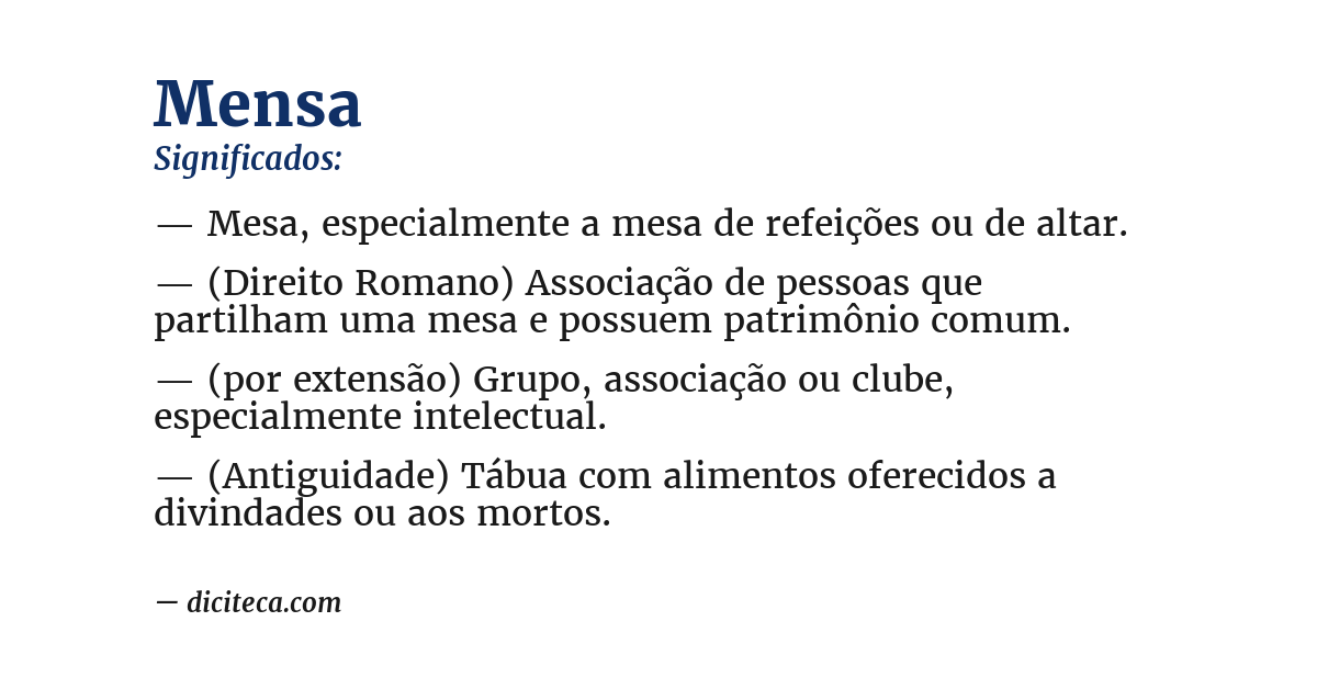 Significado de mensa